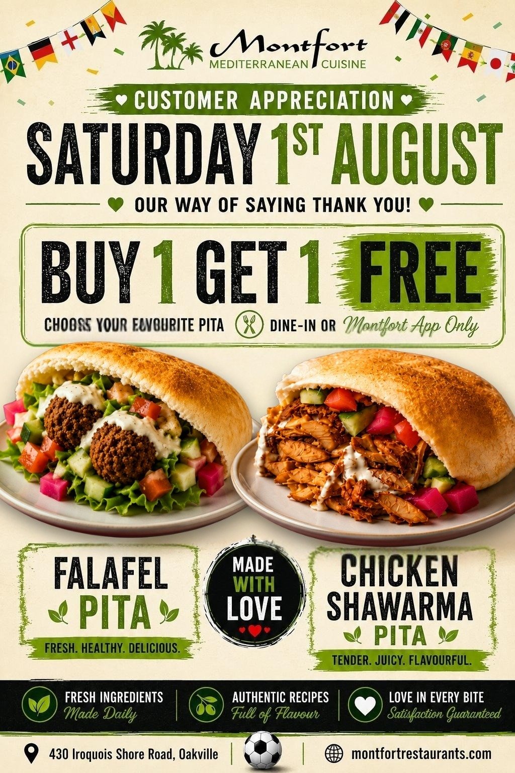 Montfort BOGO - Chicken Shawarma & Falafel Pita